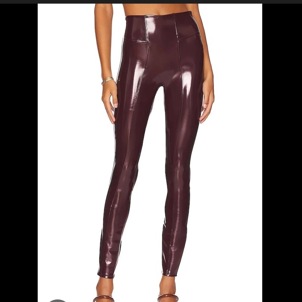 SPANX Shiny Burgundy Leggings